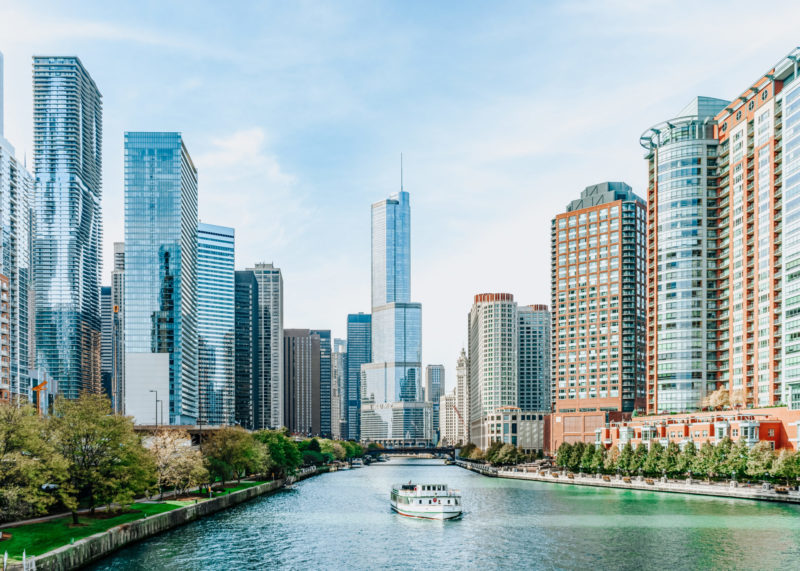 Chicago River som rinner rakt igenom Chicago.